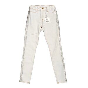 Frame Le High Straight Foil Tux Jeans in Blanc Foil ( 27 )